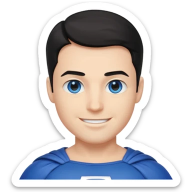 Male superhero face happy sticker