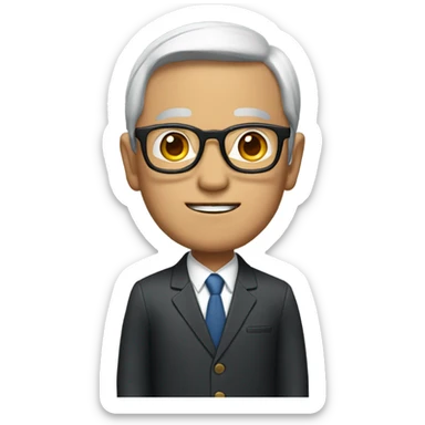 asia oldman with suit no eyeglasses sticker