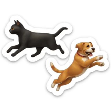 cat chasing dog sticker