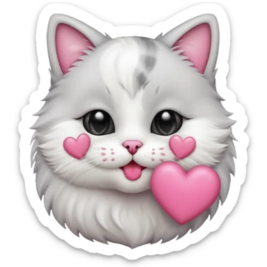 A cute circular cat blowing a smooch kiss with heart and little bite on the lower lip sticker