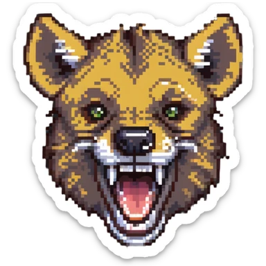 hyena with wide open mouth, showing teeth, laughing sticker