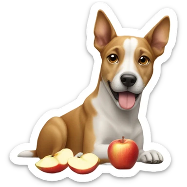Dog eating Apple sticker