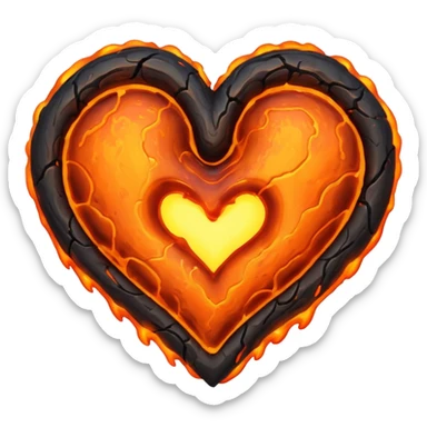 Molten lava magma heart sticker