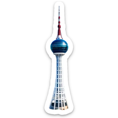​Cinematic Realistic N Seoul Tower, depicted in brilliant daylight as a slender, single-column tower rising from a modern cityscape, crowned by a sleek cylindrical observation deck offering panoramic views over Seoul, with crisp glass and steel surfaces reflecting clear blue skies and subtle architectural details that capture its futuristic elegance, sticker