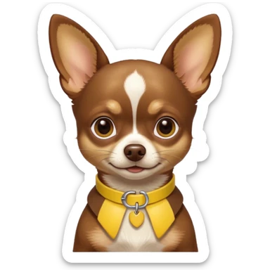 Chihuahua color chocolate con las patitas y pecho color café claro, un pequeño collar amarillo  sticker