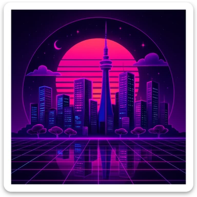 Create a retro 80's tron feel to this image  sticker