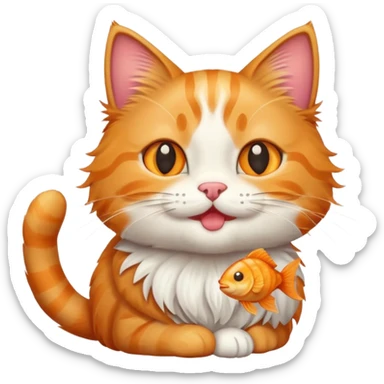 cat with fishy treat sticker