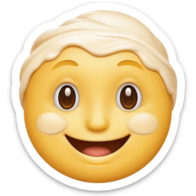 a smiley face with cream all over the face sticker