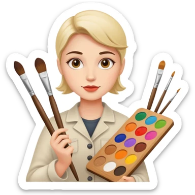 artist with palette and brushes sticker