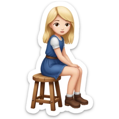 The girl is sitting on a stool facing full backwards. sticker