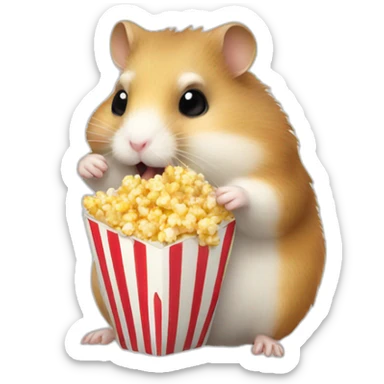Hamster eating popcorn sticker
