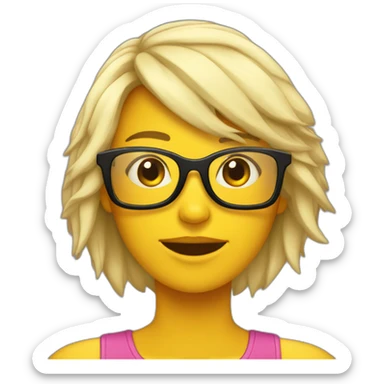chica pelirroja con gafas negras sticker