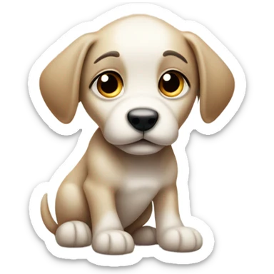 Sad puppy chasing tail sticker