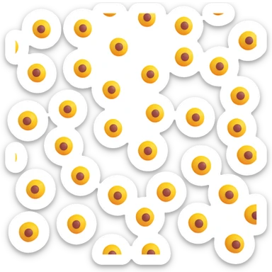 five dots arranged in the signature pattern of misen.com logo, center dot replaced by a playful poop emoji face, clean modern simple style sticker