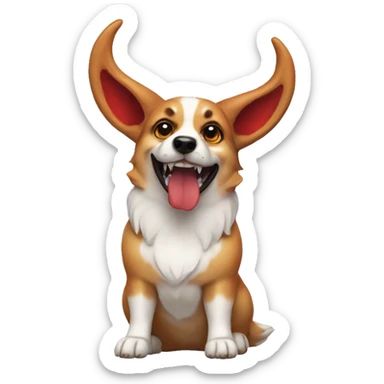 Demon corgi with devil horns sticker