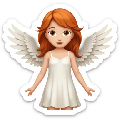 Une magnifique fée avec un visage d’ange  avec de belles ailes une magnifique robe naturelle avec de très long cheveux roux avec des yeux marrons de belle jambe et une belle pose sticker