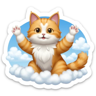 flying cat in the sky sticker