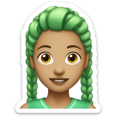 light skin girl with green ponytail  sticker