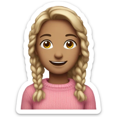 smiling girl in pink sweater sticker