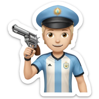 haz un turro con una biszera para atras y con un arma remera argentina pero arma de fuego que tenga un revolver solo que tenga una bicera para atras sticker