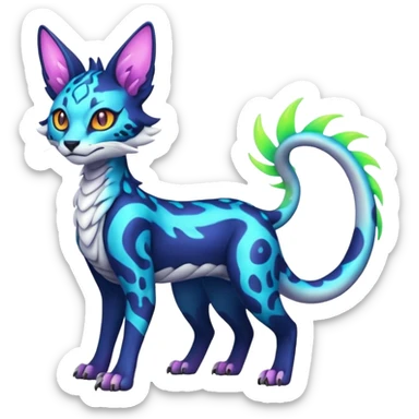 Neon Vibrant Pulsating Trail-glowing Chromatic Trico-Serval-Absol-Silvally-Dragon-Snake-fusion-hybrid sticker
