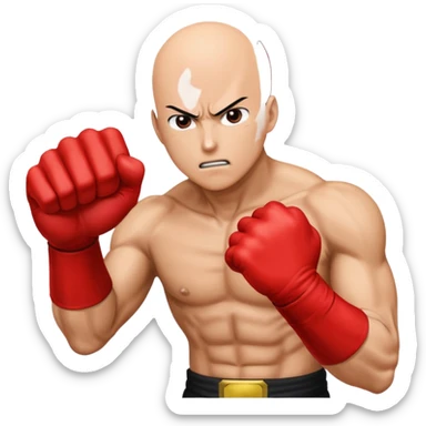 Angry Saitama with his red giant hand punching (front) sticker