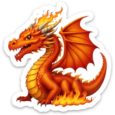 um dragão pegando fogo sticker