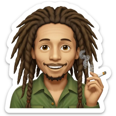 Bob Marley version cartoon smoked weed sticker