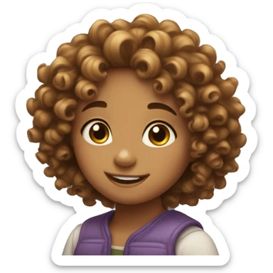 Cute Curly girl is very happy  sticker