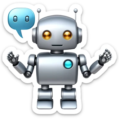 cute robot with speech bubbles and text sticker