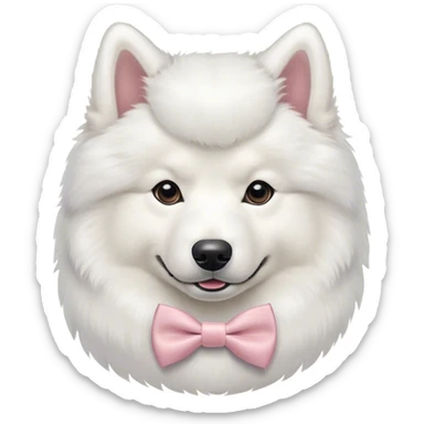 
Samoyed with a pastel bowtie on his neck sticker