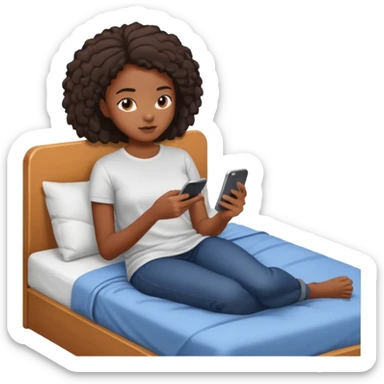 black girl texting on bed sticker