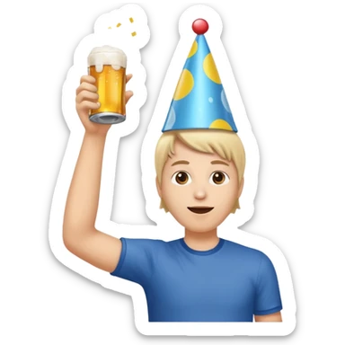 throwing beer can with the arm up in the air at party sticker