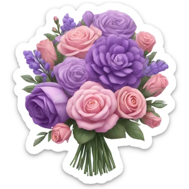 Huge purple pastel flower bouquet with different flowers and pink tones and roses sticker