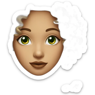 Young woman, 31 years old, green eyes, curly, Big lips sticker