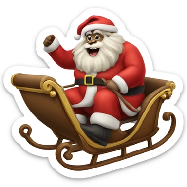 Fat monkey santa claus riding his sleigh sticker