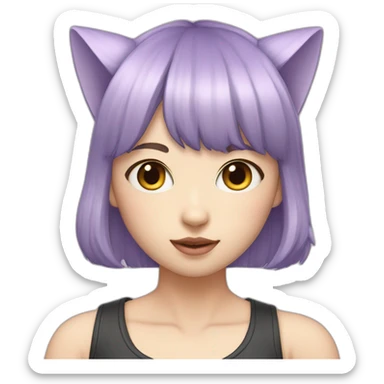 light-purple-blunt-bangs-mullet-hair-cat-ear-japanese-girl sticker