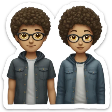 a couple of teenagers with glasses, the girl has curly hair and the boy has short hair sticker