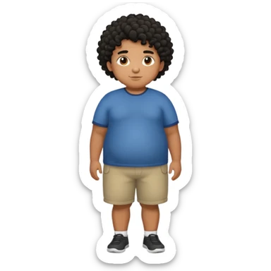 fat person emoji but make him brown skin and curly black hair make it a whole body image and the person is a boy who’s fat sticker