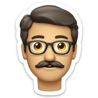Hombre moreno con lentes redondos y mostacho delgado sticker