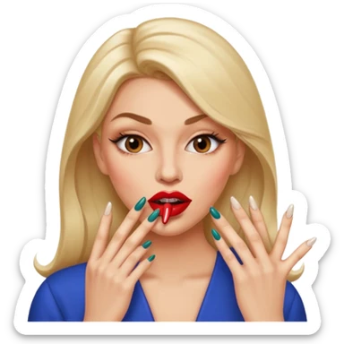 Big lips long nails bestie circle head biting her 1 nail sticker