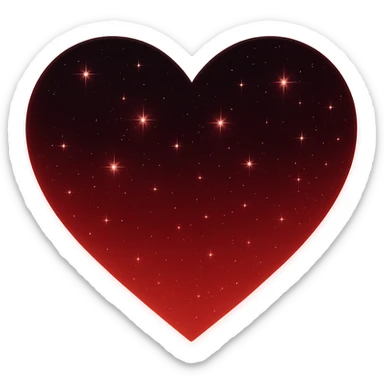 Modify the heart with a night sky gradient to red night theme with a red gradient, more stars, and a soft glow. Remove the background entirely  sticker
