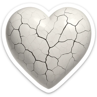 heart with a cracked porcelain effect, no background sticker