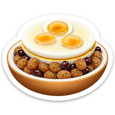 steamed ground pork with raisins, sliced boiled egg sticker