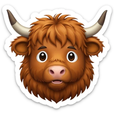 highland cow emoji outline sticker
