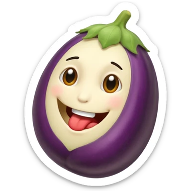 Eating a eggplant sticker