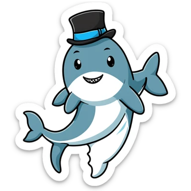 shark wearing a top hat sticker