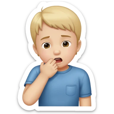 child coughing into their elbow, friendly and clear sticker