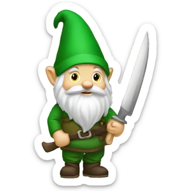 a gnome with a green knife  sticker