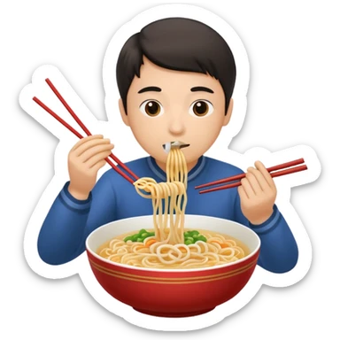 single bowl of noodles for one person eating sticker